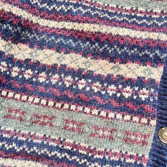 Croft & Barrow Fair Isle Cardigan Eclectic Grandpa Grandma Cottage Navy Button S - Picture 9 of 10